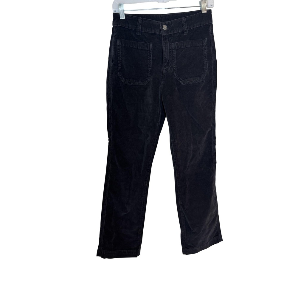 Free People Pants Womens 4 Black Corduroy Straight Leg Stretch Casual Chino